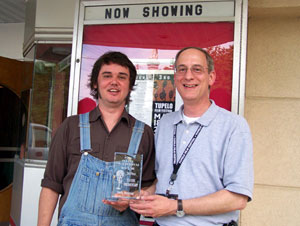 Richard Johnston and Max Shores with film award